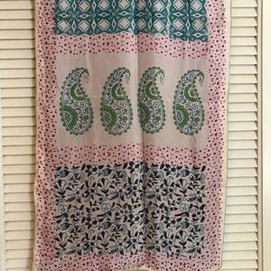 Silk Printed Scarf Backed with solid Fuschia